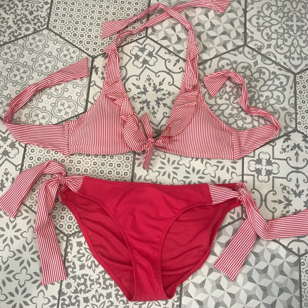 ~NEW~ Jessica Simpson Seersucker 2-piece Bikini